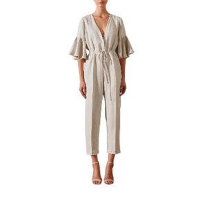 Shona Joy Tan Linen Jumpsuit - Women’s Size 4